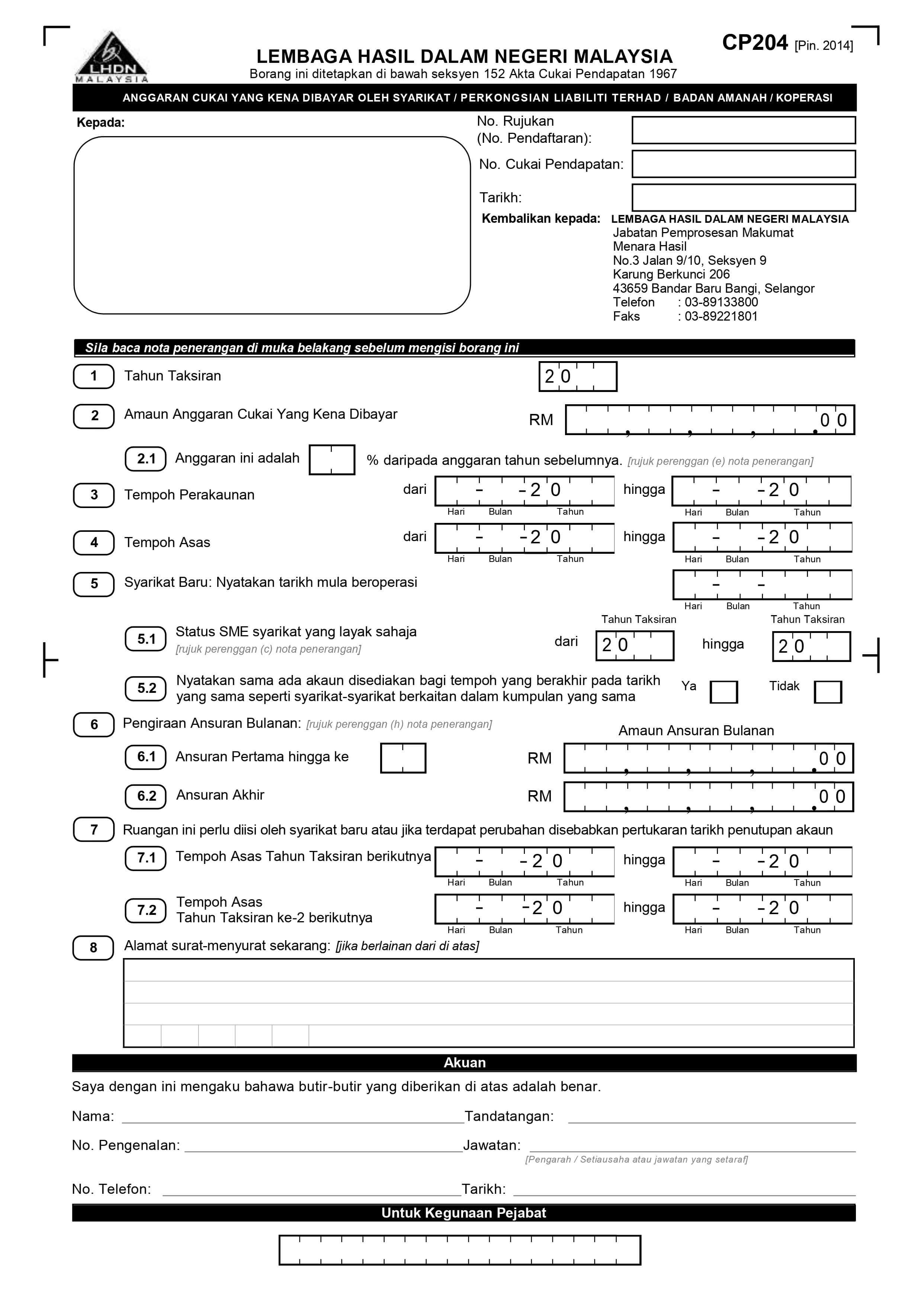 How To Submit Tax Estimation In Malaysia Via Cp204 Form Conveniently